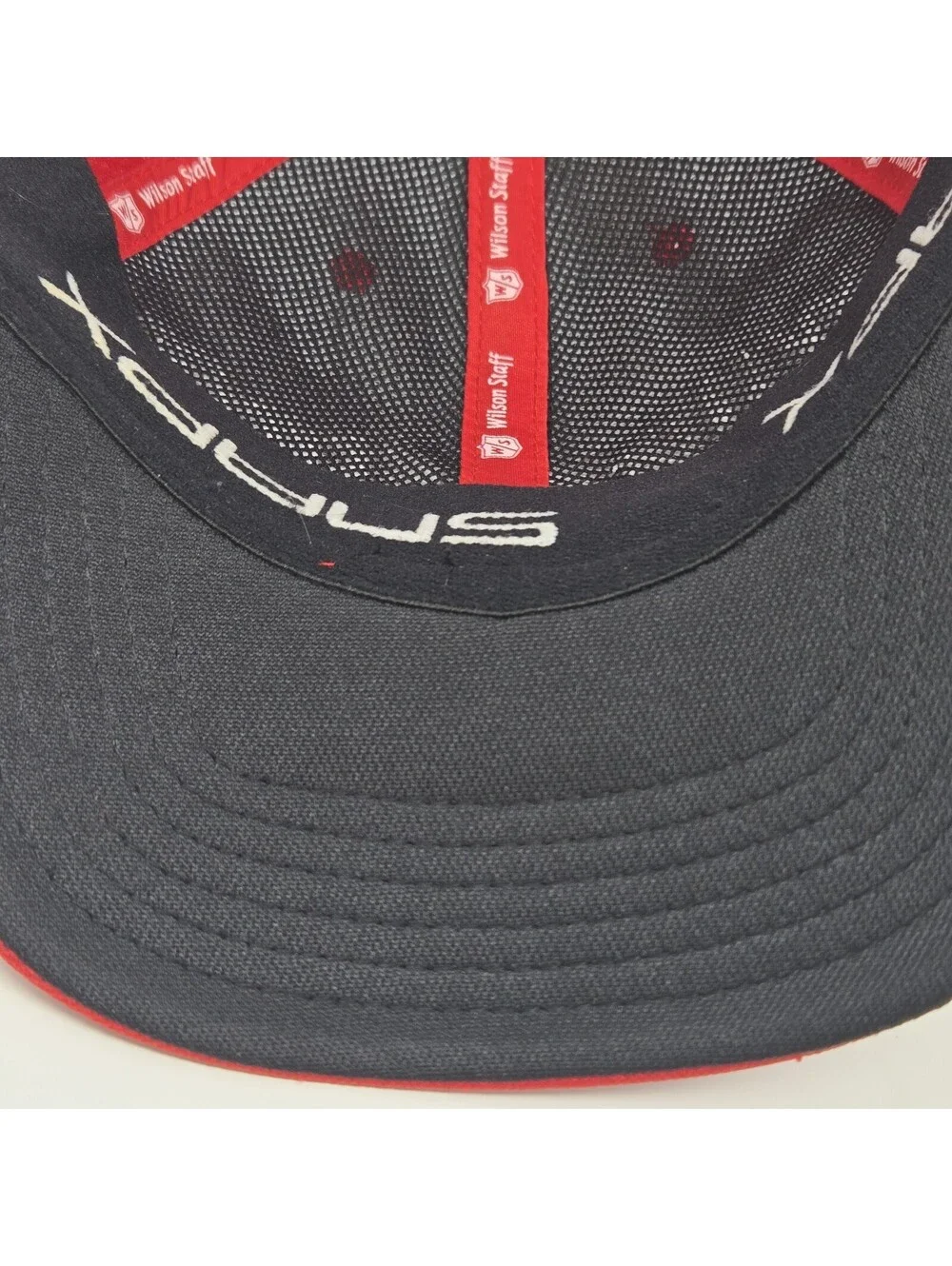 Wilson Staff Golf Hat Cap Red Mesh Adjustable Hook & Loop Performance